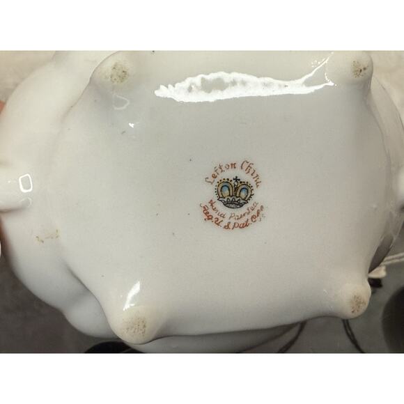 Lefton China Sugar And Creamer White And Silver Hand Painted 225 - Picture 12 of 14